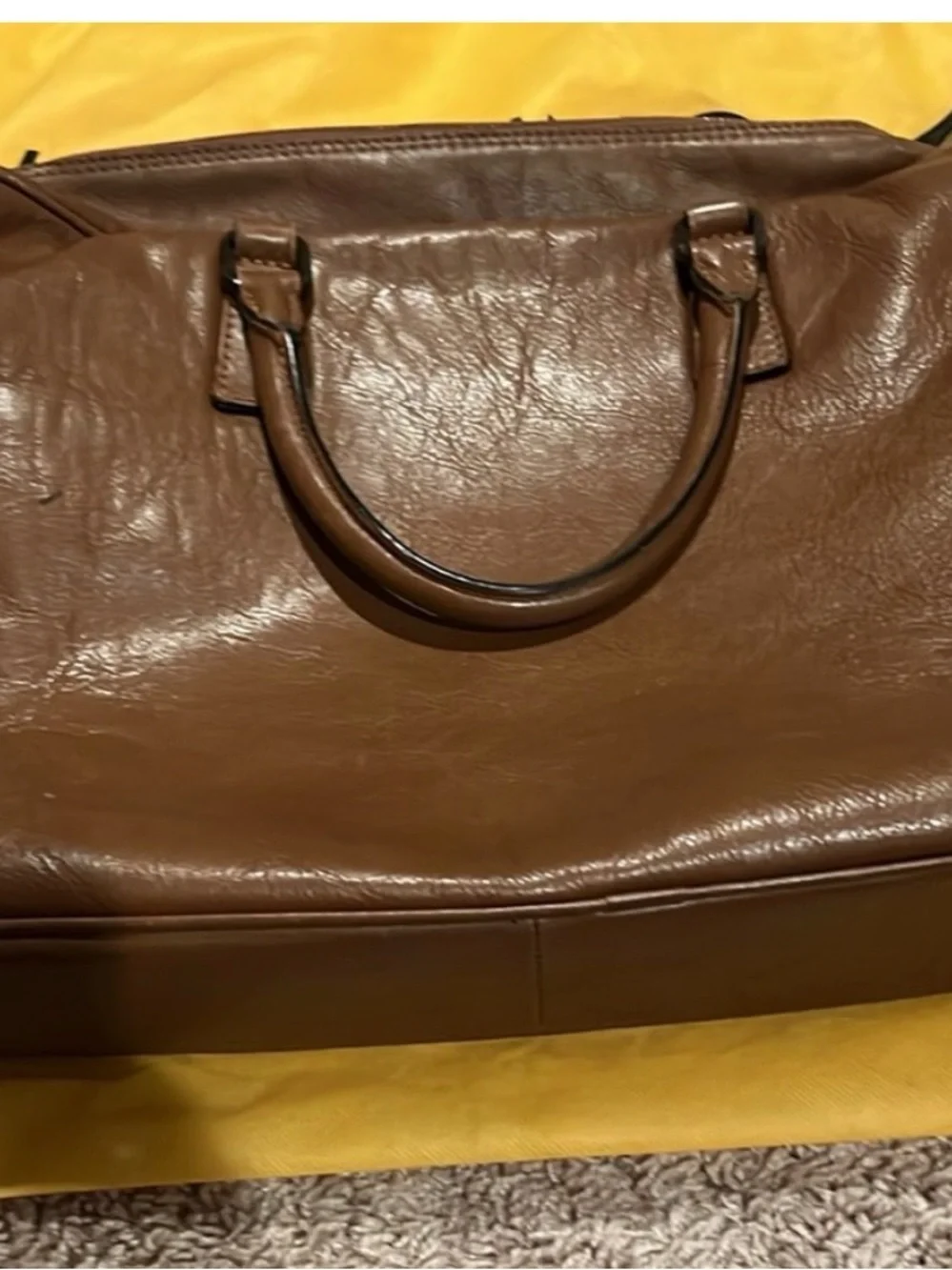 Valentino Brown Leather Duffel with Black Strap